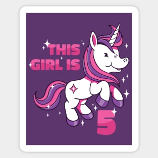 Cute Unicorn Birthday | This Girl Is Now 5 Sticker